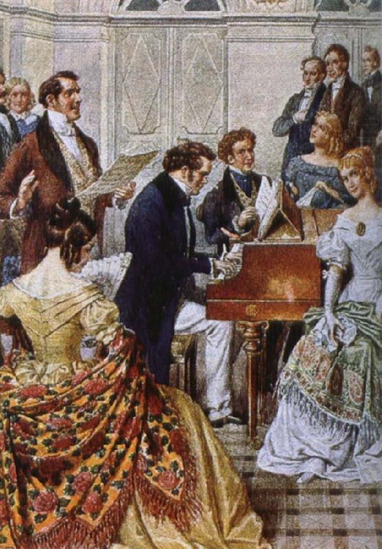 franz von schober play the piano when Schubert china oil painting image